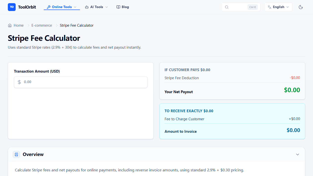 Stripe Fee Calculator